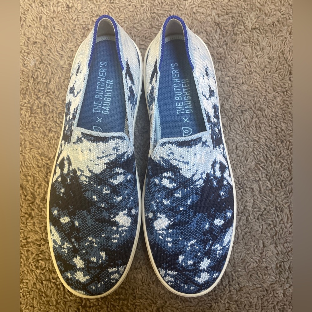 Rothy’s x The Butcher’s Daughter Shibori Limited Release Blue Shoes Size 9